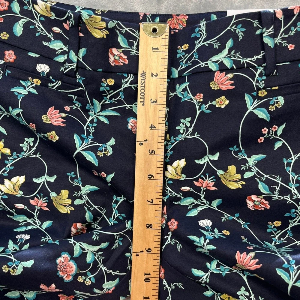 LOFT Riviera Pant Women Navy‎ Blue Floral Julie Fit Cropped Trousers NWT 2